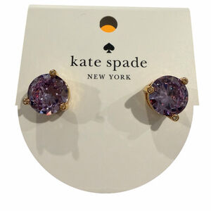 Kate Spade New York Purple Crystal Stud Earrings Gold Tone NWT